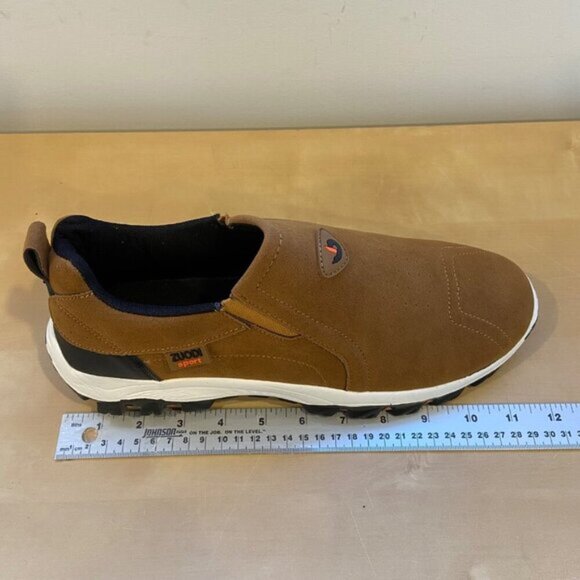 Zuodi Sport Mens Lightweight Slip-On Sneakers Brown Black Synthetic Durable 44 - Picture 10 of 13